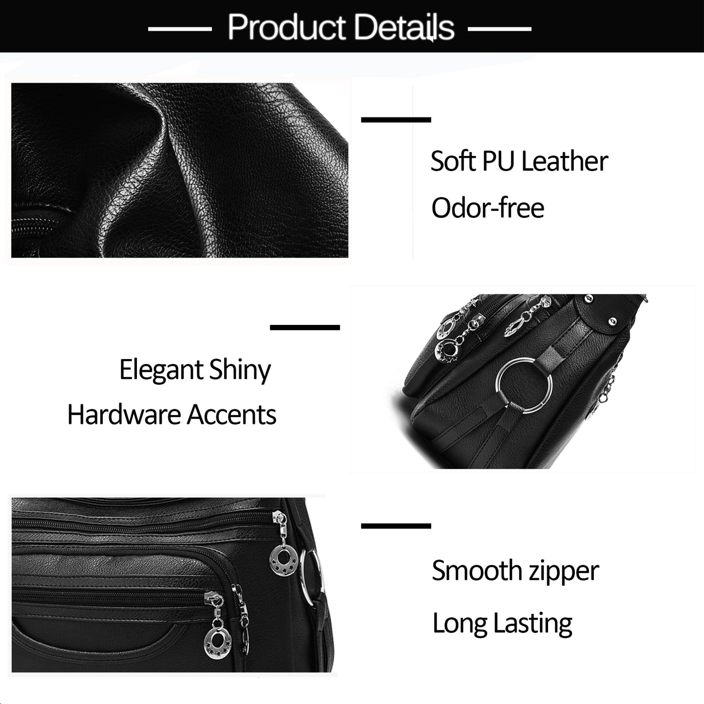 XSDTYYLQ Handbags for Women 2026,Black Crossbody Purse,Lightweight Leather Shoulder Bag(Classic Black)