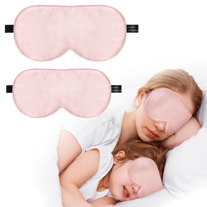 Kids Sleep Mask Eye Cover, 100% Real Natural Pure Silk Eye Mask with Adjustable Strap, Blindfold Kids Eye Mask for Sleeping, Eye Shade for Boys Girls and Adult, Pressure-Free Comfort (Black)