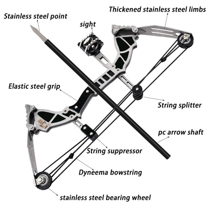 Mini Archery Bow Set Mini Compound Bow Mini Hunting Bow Metal Material Archery RH/LH for Hunting Shooting Practice Archery Fun Games (Style 6)
