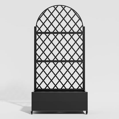 Casaphoria Metal Raised Garden Bed with Trellis and Wheels, 72"x35"x16" Planter Box for Climbing Plants, Vegetables & Vines, Features Drainage Holes and Privacy Screen (Black-Laurence)