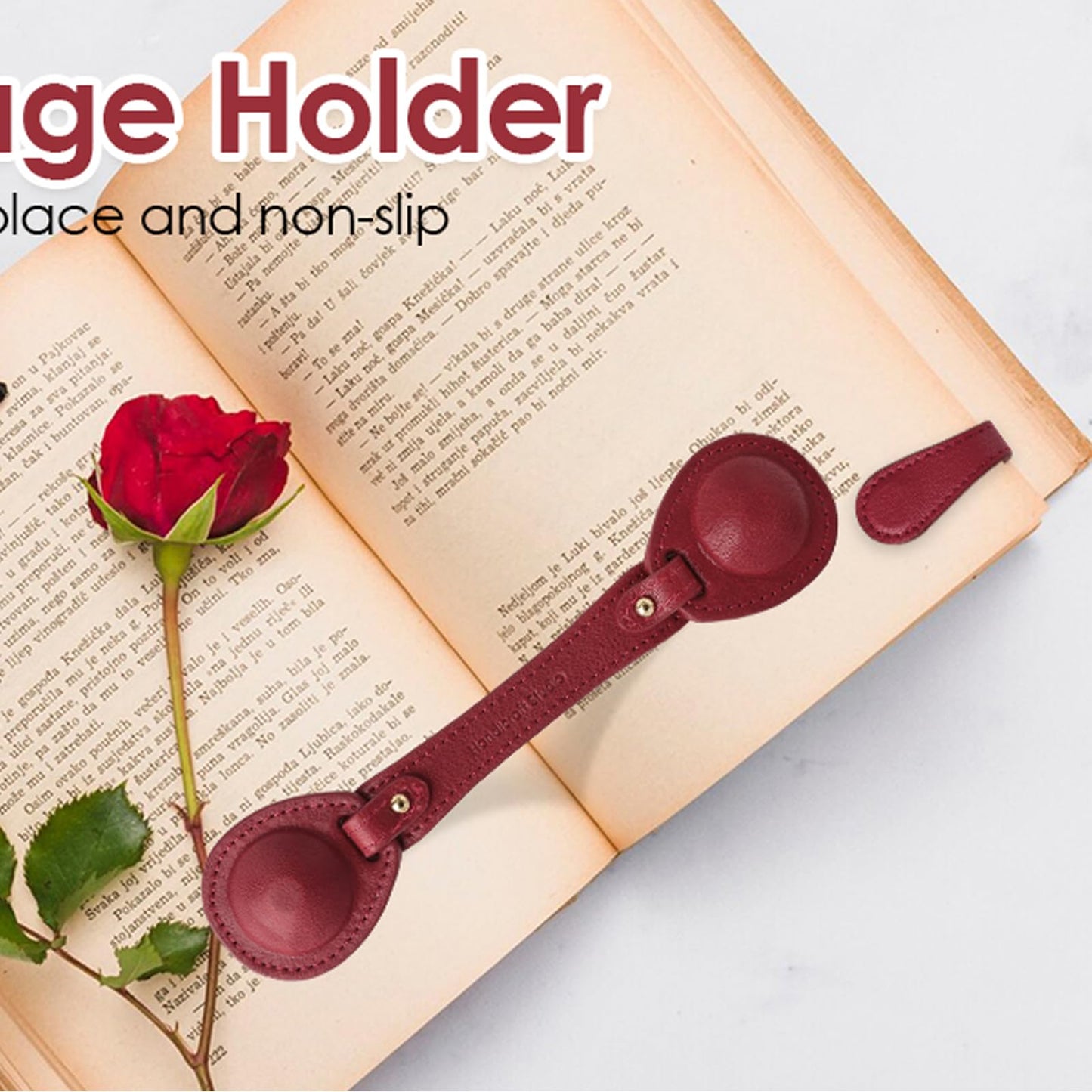 VANTOO Leather Weighted Bookmarks Page Holder for Women Men, Magnetic Bookmarks for Reading, Book Accessories Gift for Book Lovers Teachers Writers Authors Poets (Wine)