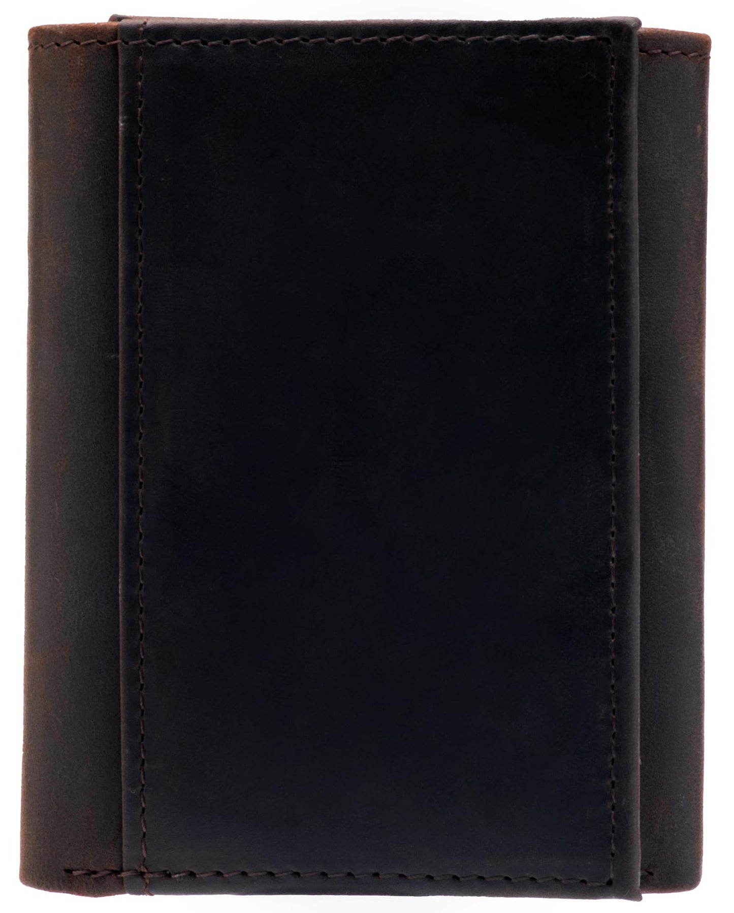 WULOUJIE Mens large-capacity Trifold wallet with 2 ID Window，Genuine Leather RFID Blocking 11 card slots Wallet for Men (Dark brown)