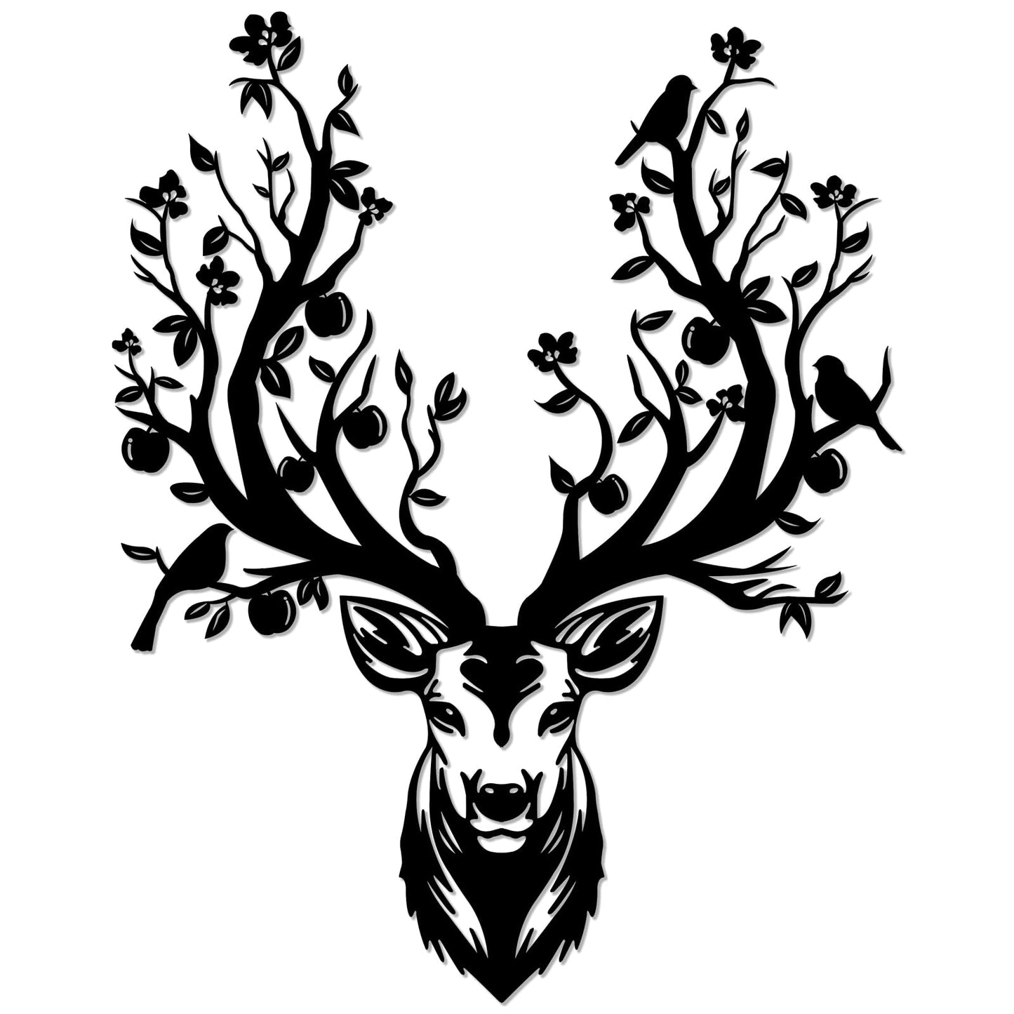 Harikikochuu Deer Head Wall Decor Metal Deer Head Wall Art Tree Branch Metal Wall Sculpture for Living Room Bedroom Entryway Outdoor Art Hunting Accent for Cabin Lodge Farmhouse (16.1x12.6 Inch)