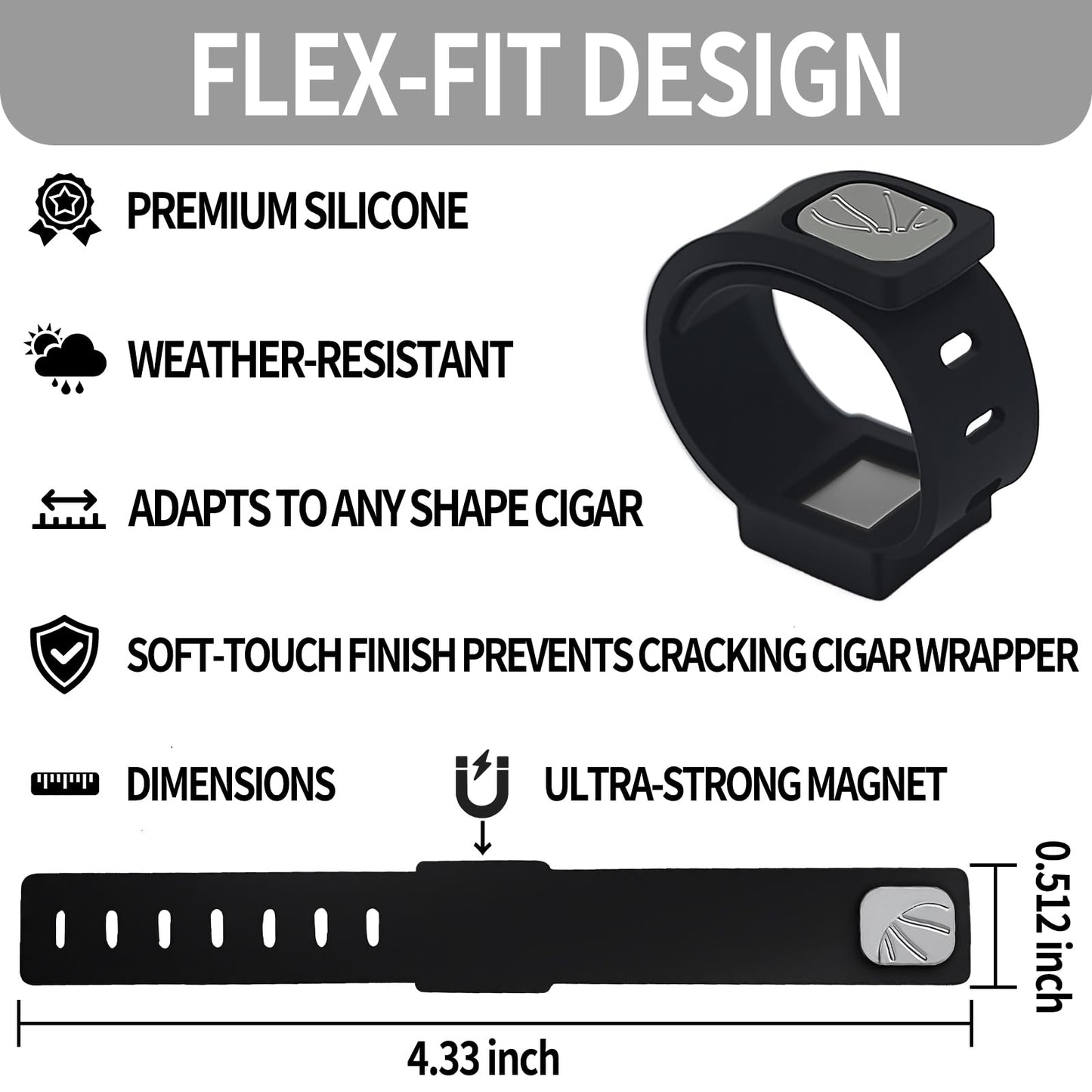 VECOFO Cigar Holders, Cigar Clips & Stands, Sturdy Metal Magnetic Cigar Holder for Golf Carts, Yachts, Beach Chairs, Camping. Thoughtful Cigar Gifts for Men 4 Packs (Black)