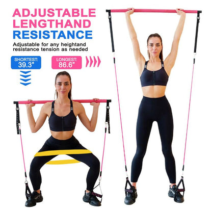 Bbtops Pilates Bar Kit with Resistance Bands,Pilates Bar with Stackable Bands Workout Equipment for Legs,Hip,Waist and Arm,Exercise Fitness Equipment for Women & Men Home Gym Yoga Pilates