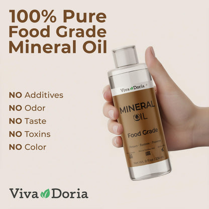 Viva Doria Food Grade Mineral Oil, Conditioner for Wood Cutting Board, Countertop, Butcher Block, Lubricant for Knife and Stainless Steel (8 fl oz)