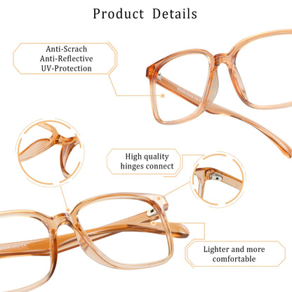 LifeArt Blue Light Blocking Glasses, Anti Eyestrain, Computer Reading Glasses, Gaming Glasses, TV Glasses for Women Men, Anti Glare (Champagne, No Magnification)