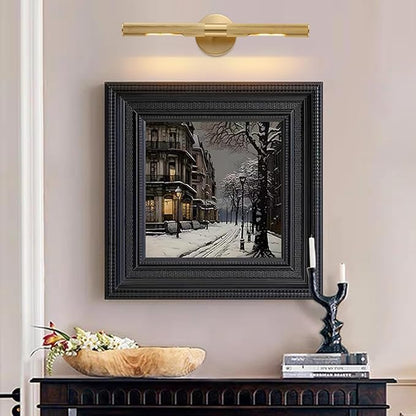 Brushed Brass Picture Light 19 inches Modern Gold Wall Sconce with Knurled Texture Cylinder Metal Shades Rotatable 360°Indoor Wall Lighting Fixture Bathroom Vanity Light Bedroom Living Room