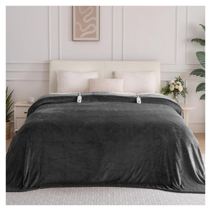 Heated Blanket Twin, Electric Blanket Soft Sherpa Flannel, 10 Hours Auto Shut-off & 8 Fast Heating Levels, Machine Washable ETL Certified, Heating Blanket for Bed & Sofa (62x84 inches, Gray)