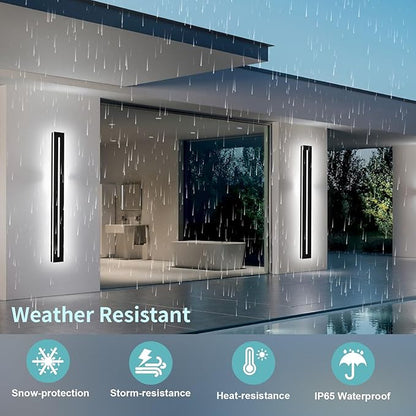 Outdoor Wall Light Exterior Wall Sconce 2 Pack Long LED Linear Exterior Light Wall Mount 60 Inch 5CCT Dimmable LED IP65 Waterproof Outdoor Wall Lamp Modern Porch Patio Entrance House Lighting