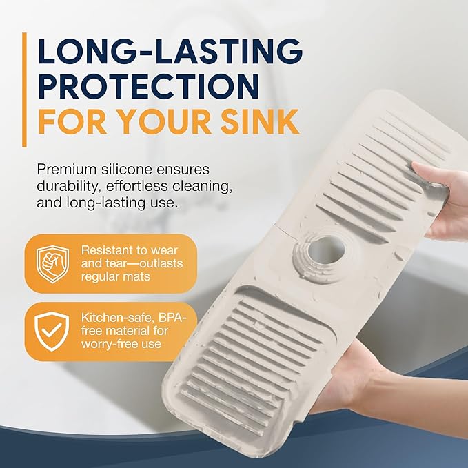 24” Silicone Faucet Mat For Kitchen Sink, Kitchen Sink Splash Guard Behind