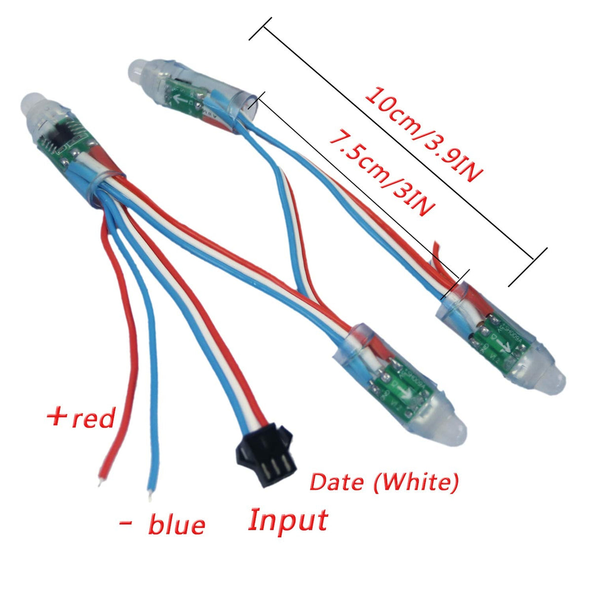REXTiN® WS2811 Pixels Digital Addressable LED String Lights Waterproof RGB Full Color 12mm DC 12V (DC12V 50pcs)