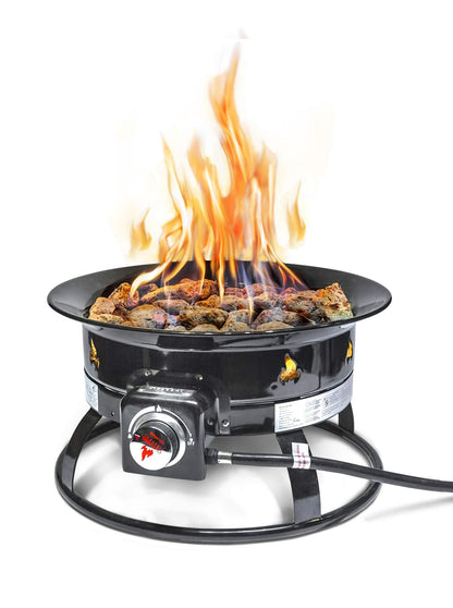 Outland Living Portable Propane Fire Pit, 19-inch, 58,000 BTU with Fire Pit Cover & Carry Kit, Smokeless Gas Firebowl | Perfect for Camping, Patio, Backyard, Tailgating, Deck, RV| Black 893 Deluxe