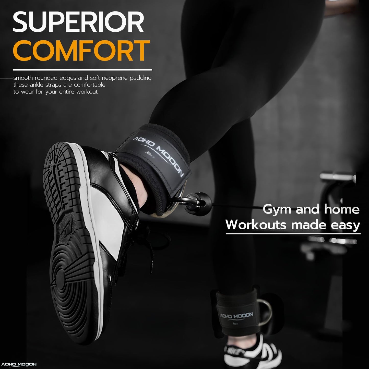 AOHO MOOON (Pair Comfortable Adjustable Ankle Straps for Cable Machines Women