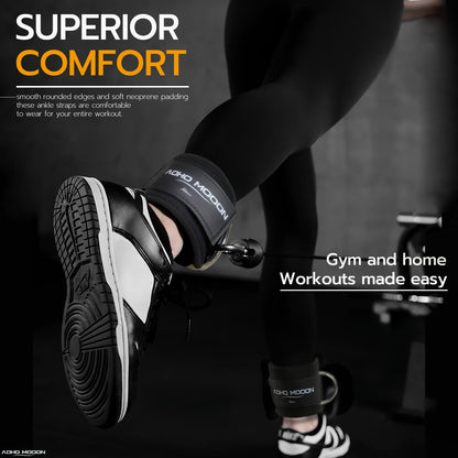 AOHO MOOON (Pair Comfortable Adjustable Ankle Straps for Cable Machines Women