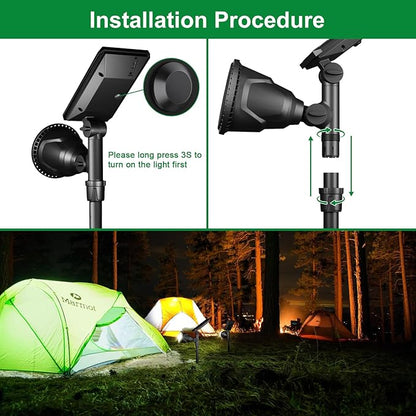JSOT Solar Spot Lights Outdoor, 600LM Outdoor Spotlight Waterproof Landscape Lighting, Solar Garden Decor Lamp Wall Light for Yard Pathway Path Driveway Pool Backyard Decorative(Cool White 2 Pack)