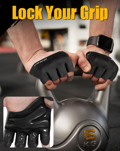 RIGWARL Barehand Workout Gym Gloves Men Women, Minimal Weight Lifting Gloves with Grip Pad & Targeted Palm Protection, Breathable for Exercise Weightlifting Rowing Training Fitness Crossfit WODs