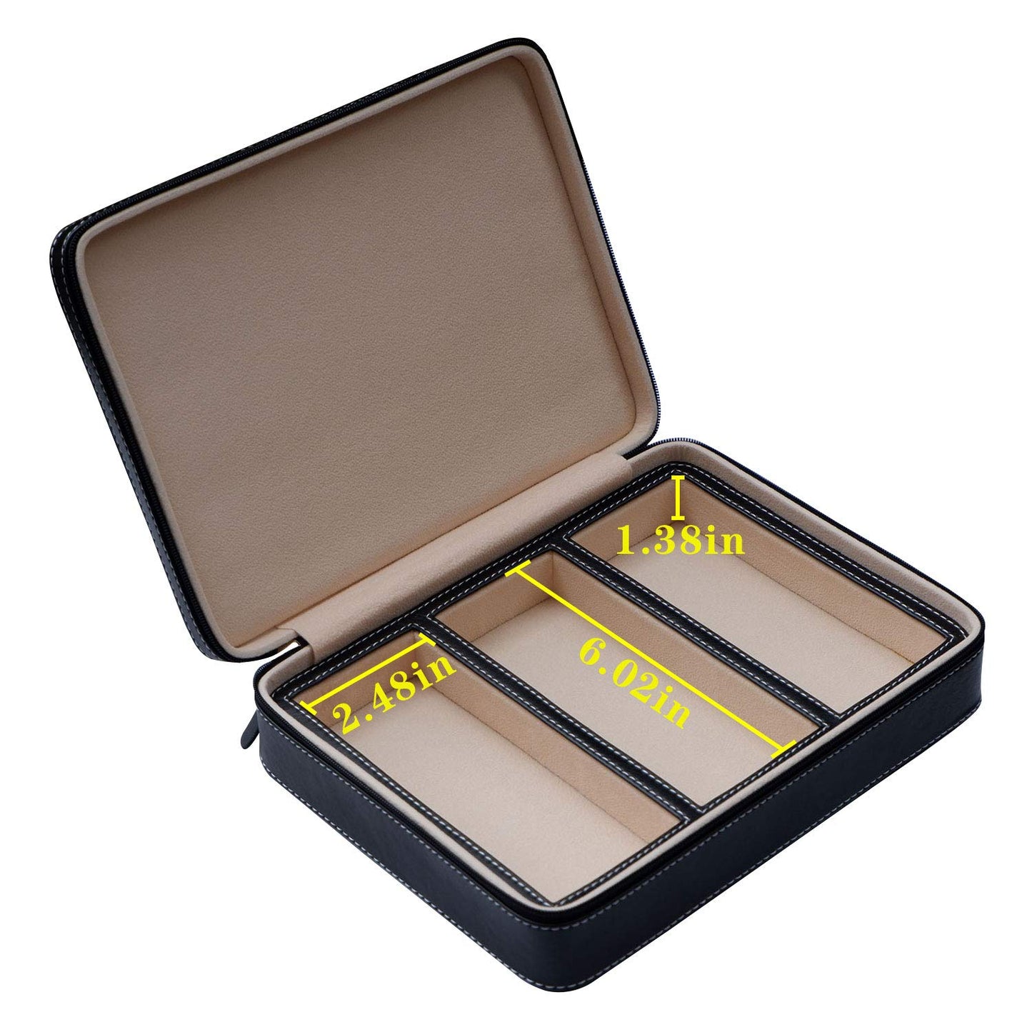 Beaufort 3 Slots PU Leather Eyeglasses Storage Box Sunglasses Box Jewelry Display Case Watch Box for Women Men