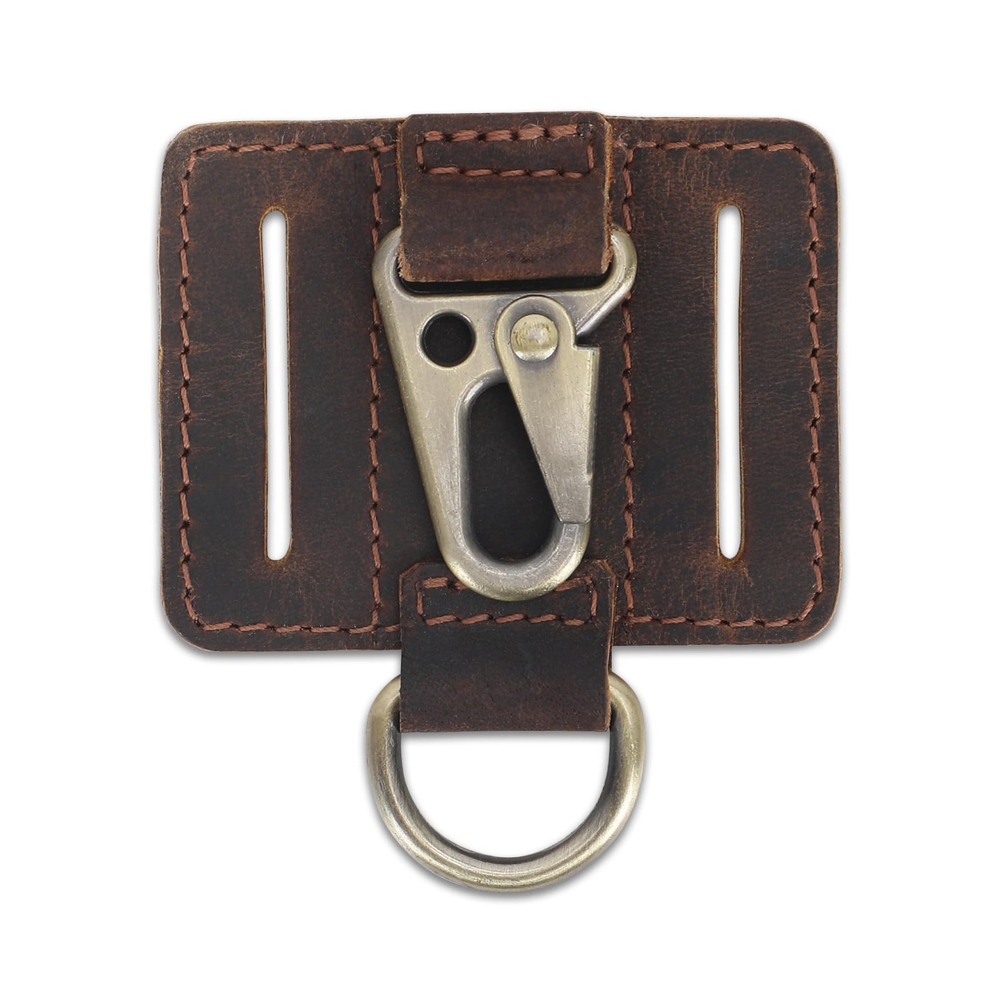 CestAntiQ Heavy Duty EDC Leather Key Ring Keychain Holder with Belt Loop, Key Fob Holder and Belt Clip for Men Brown
