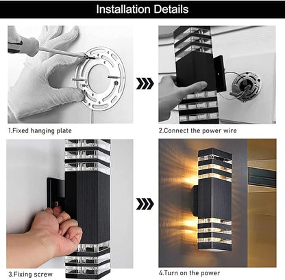 6Pack 15inch Outdoor LED Wall Lights,4000K Day White Outdoor 18W Wall Light Aluminum Body Waterproof IP65 led Porch Light for House Patio Garage Garden.(No Sensor)