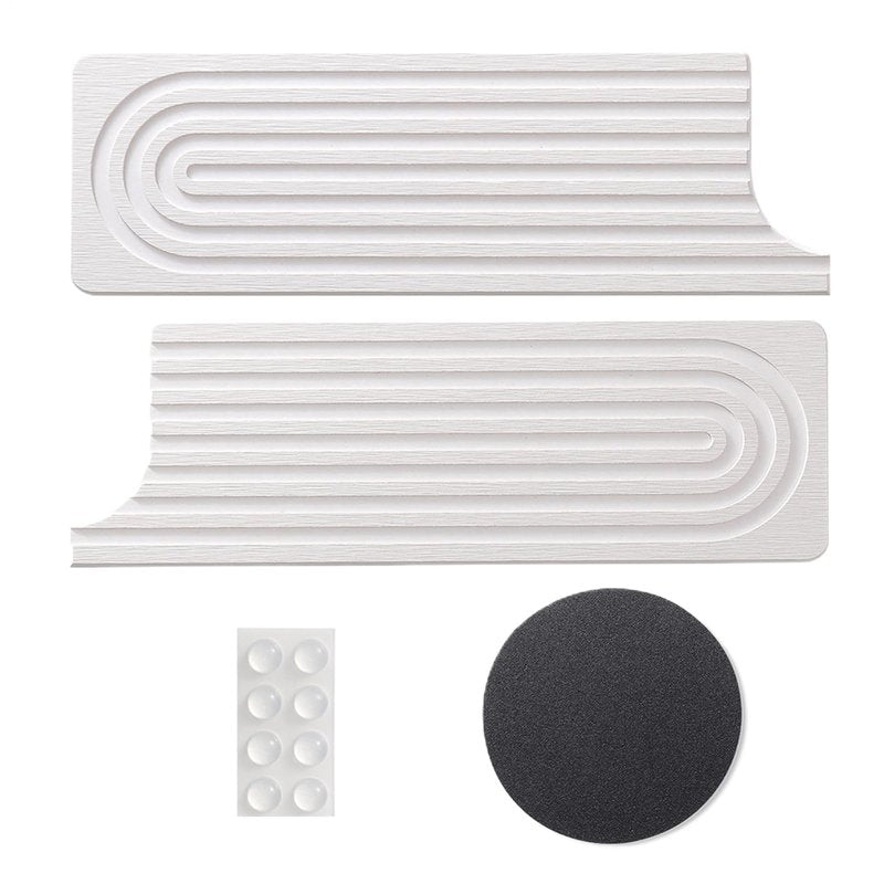 Sink Drip Mat - 12 Inch Diatomite Absorbent Faucet Protector for Free Surfaces, Quick Drying Stone Tray with Splash Guard Function, Kitchen and Bathroom Counter Tray for Soap Water Accessories