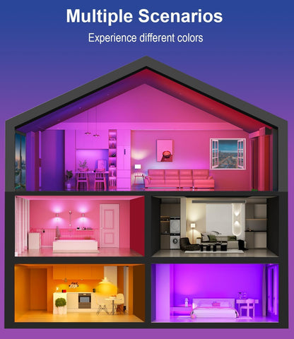luckystyle Smart Light Bulbs, 9W A19 E26 800LM WiFi Bluetooth LED Bulbs Compatible with Alexa, Google Assistant & Home, 16 Million Colors Music Sync Color Changing Dimmable RGBWW Lights Bulb (4)