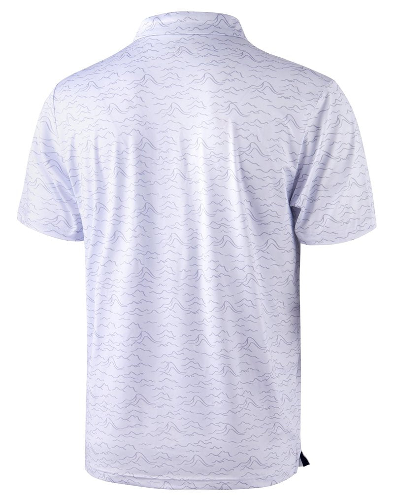 Obla Mens Golf Polo Shirts Short Sleeve Dry Fit Performance Moisture Wicking Casual Print Collared Golf Shirts for Men (White Peak_4XL)