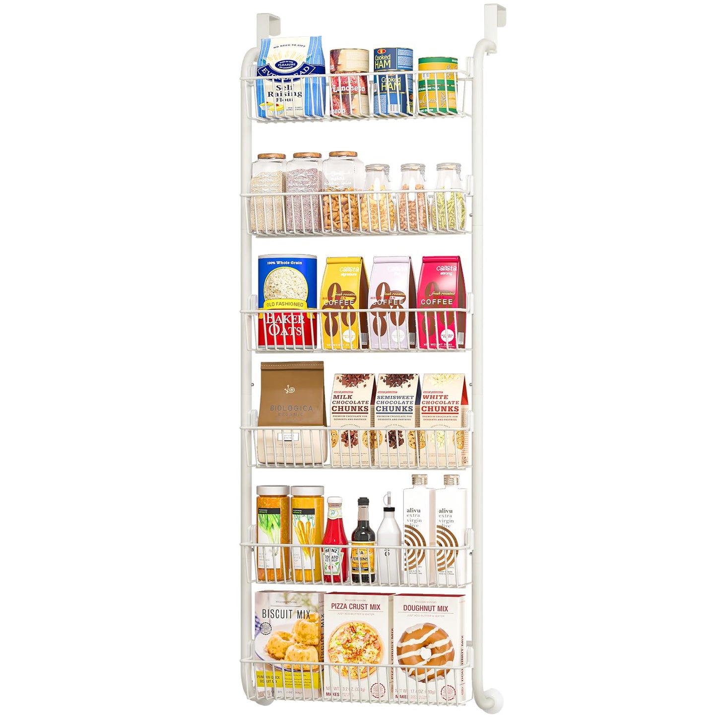 MIAOLI Over The Door Pantry Organizers and Storage, 6-Tier Spice Rack, Home & Kitchen Storage Shelves for Cabinet, Large Capacity Hanging Seasoning Organizer, Laundry Room Organization, Black