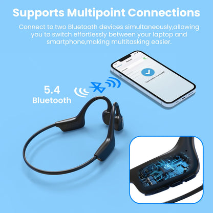 Open-Ear Bluetooth Bone Conduction Sport Headphones Sweat Resistant Wireless Earphones Open Ear Earbuds Wireless Bluetooth Headset with Mic for Fitness Workouts Running,Built-in Mic,with Hair Band