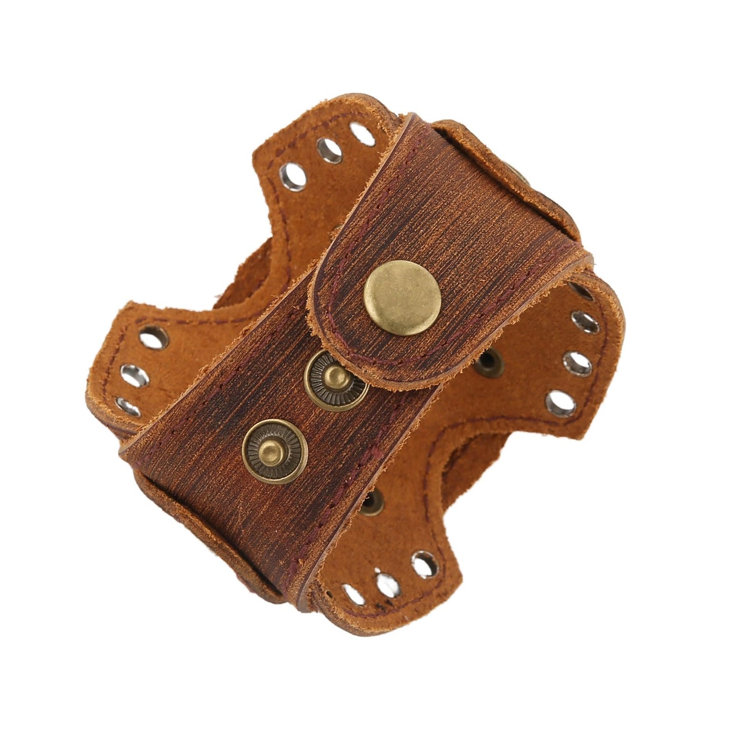 HZMAN Leather Bracelets Retro Men's Leather Cuff Bracelet Adjustable Wide Wristband Bracelet Jewelry Gift
