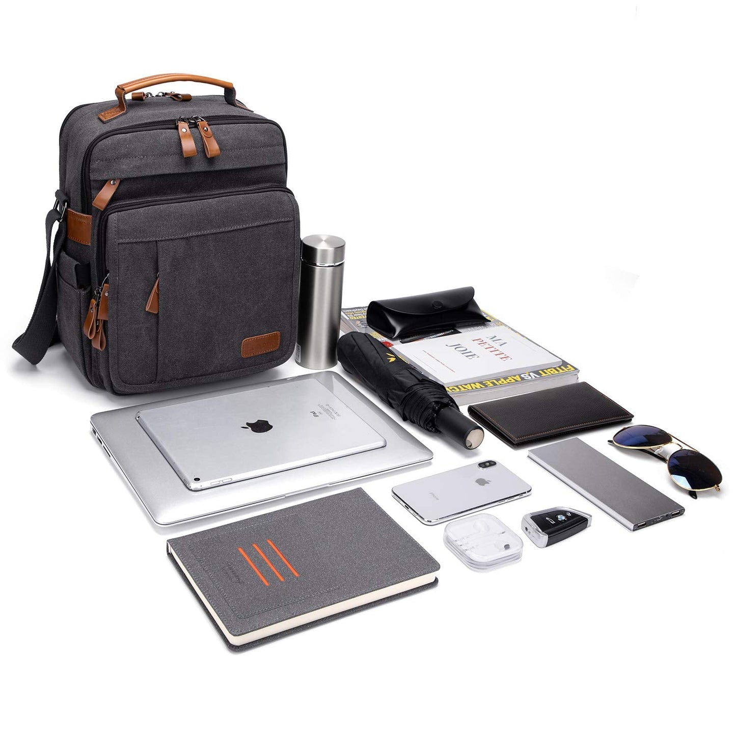 ESTARER 13-13.3 Laptop Bag for Men, Vertical Messenger Bag for 13-13.6'' Mac neo/air/pro Shoulder Bag Water-resistant Canvas