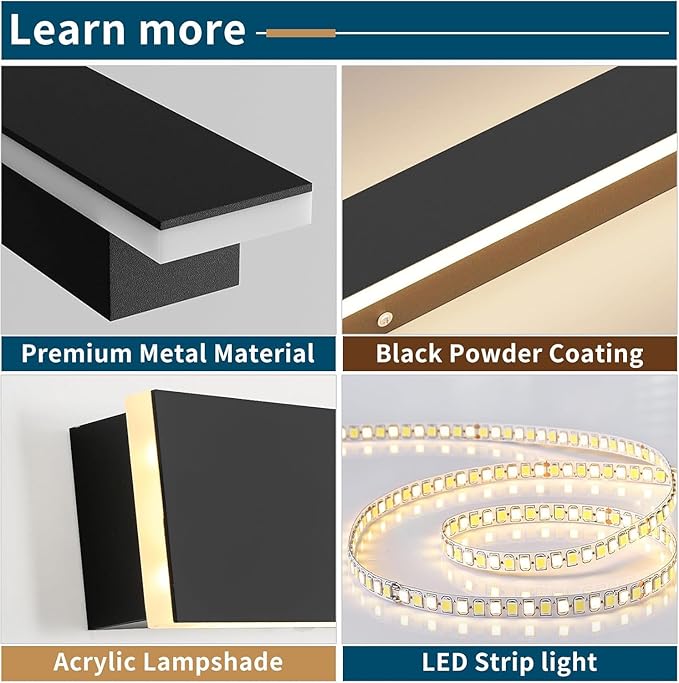 Outdoor Modern Wall Lights, 31.4inch Exterior Wall Sconces, 3 Color Lights 3000K/4500K/6000K, Black Minimalist, IP65 Waterproof, Linear Long Wall Mount Lamps for House, Patio, Garages