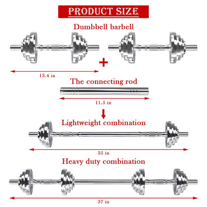 VIVITORY Fitness Dumbbells Set, Adjustable Weight Sets up to 11/22/44/66/110 lbs, with Metal Connecting Rod Used As Barbell, Chromed Weights, Hardcover Gift Box, Home Gym Work Out Training Equipment