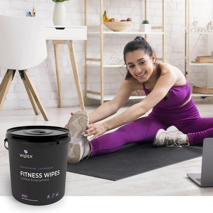 Wipex Yoga Mat Cleaner Wipes - Plant-Based Lemongrass, Eucalyptus & Vinegar Wipes for Gym & Fitness Equipment & All Purpose Gym Cleaning - Safe for Peloton Bikes & Treadmills - 400 Count