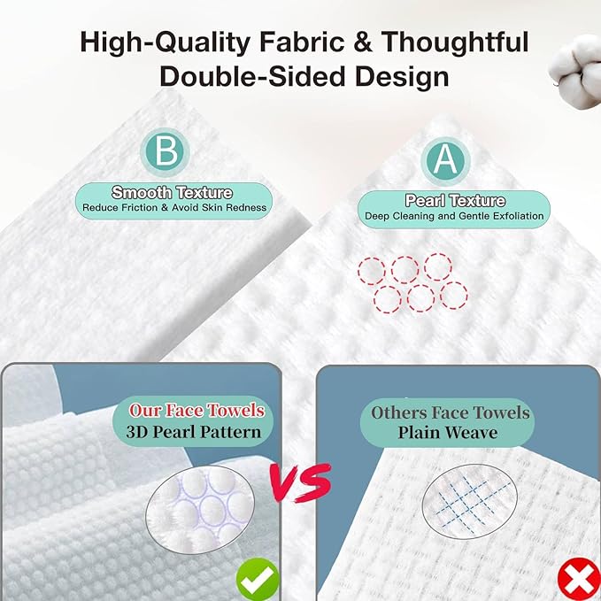Disposable Face Towel 4 Boxes, 100% Pure Cotton, Soft & Skin Friendly Face