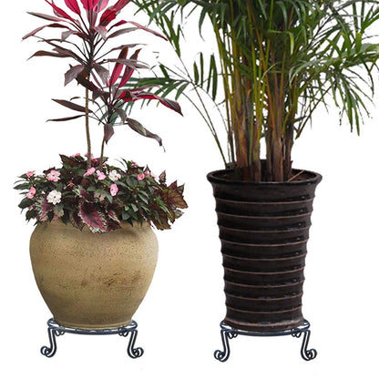 Autopromake 12"x3.1" Black Plant Stand for Flower Pot Heavy Duty Potted Holder Indoor Outdoor Metal Rustproof Iron Garden Container Round Supports Rack for Planter Bronze,Pumpkin Stand Outdoor