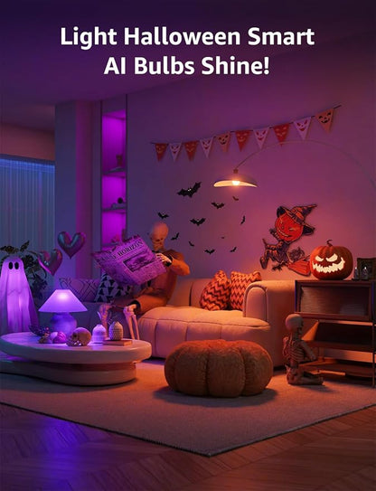 Lepro B1 AI Smart Light Bulbs - WiFi & Bluetooth RGBWW Color Changing LED Bulb Works with Alexa & Google Assistant, Personalized Al Lighting Designer, AI Voice Control, Music Sync, 2.4GHz Only, 2 Pack