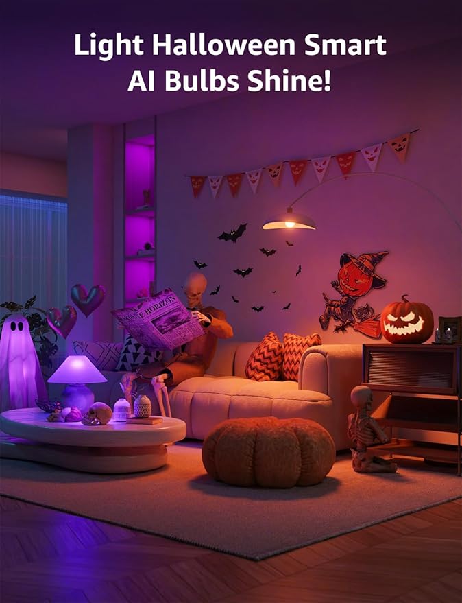 Lepro B1 AI Smart Light Bulbs - WiFi & Bluetooth RGBWW Color Changing LED Bulb Works with Alexa & Google Assistant, Personalized Al Lighting Designer, AI Voice Control, Music Sync, 2.4GHz Only, 4 Pack