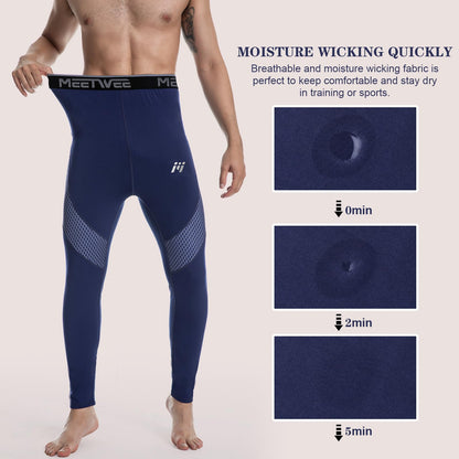 MEETWEE Men’s Thermal Underwear Long Johns, Thermal Leggings Warm Compression Tights Base Layer Bottom Sports Pants Trousers