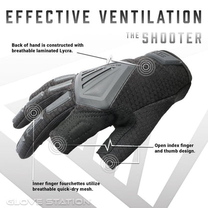 Glove Station The Paintball Work Gloves - Black (Large), Suede Leather Palm, Knuckle Protection for Men, 2 Fingerless Design for Paintball, Riding and Motorcycle Use