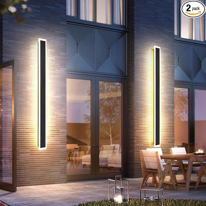 2Pack 39inch Long Outdoor LED Wall Lights,30W Waterproof IP65 Warm White led Wall Light Rectangular Black Wall Light,led Porch Lights Outdoor Wall Elegant Frosted White Acrylic Anti Rust
