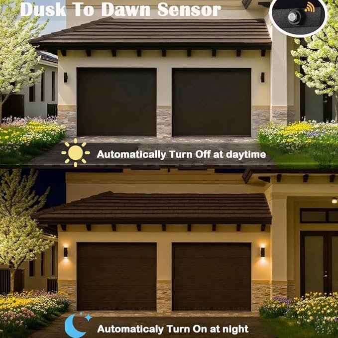 Dusk to Dawn Outdoor Lighting, Up and Down Lights Outdoor Wall Sconce - LED Light Lamps A19 Included,Exterior Light Fixture Outdoor Wall Lights for Garage,Porch,Front Door [ETL Listed]
