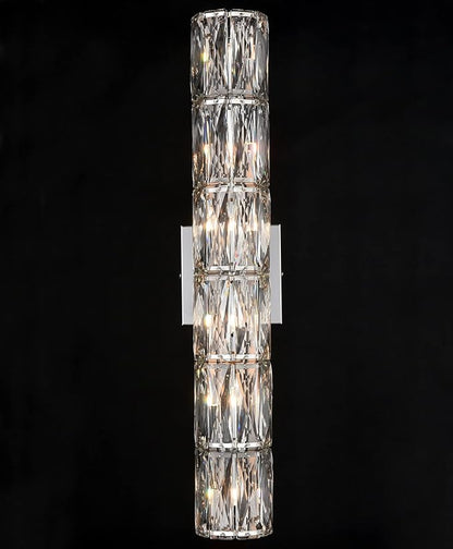 SAMTEEN Chrome Crystal Wall Sconce Contemporary 6-Light Crystal Sconces Wall Lighting Modern Nickel Wall Sconce Clear Glass Wall Light Fixture for Bathroom Living Room Bedroom Hallway