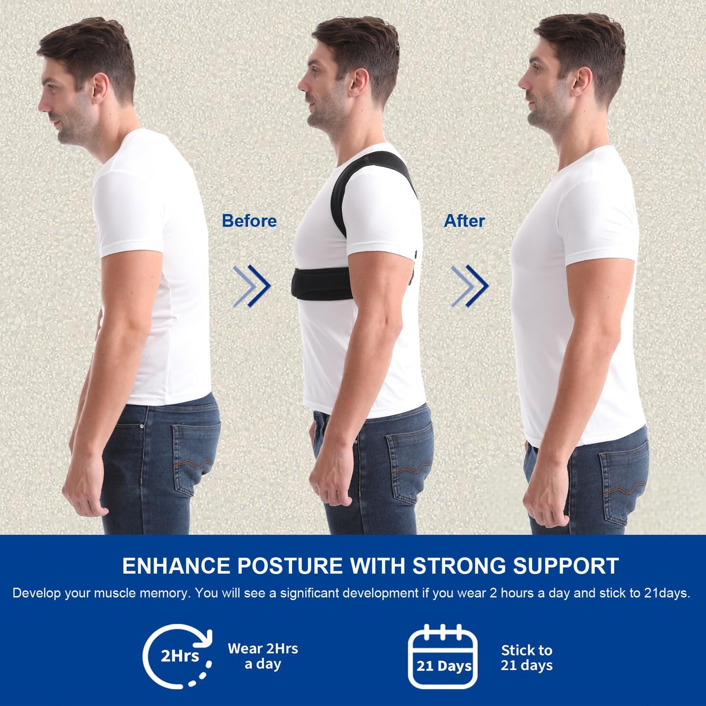Paskyee Posture Corrector for Women and Men, Adjustable Back Brace for Neck, Shoulder, and Upper Back Pain Relief, Back Straightener for Clavicle Support Black L/XL