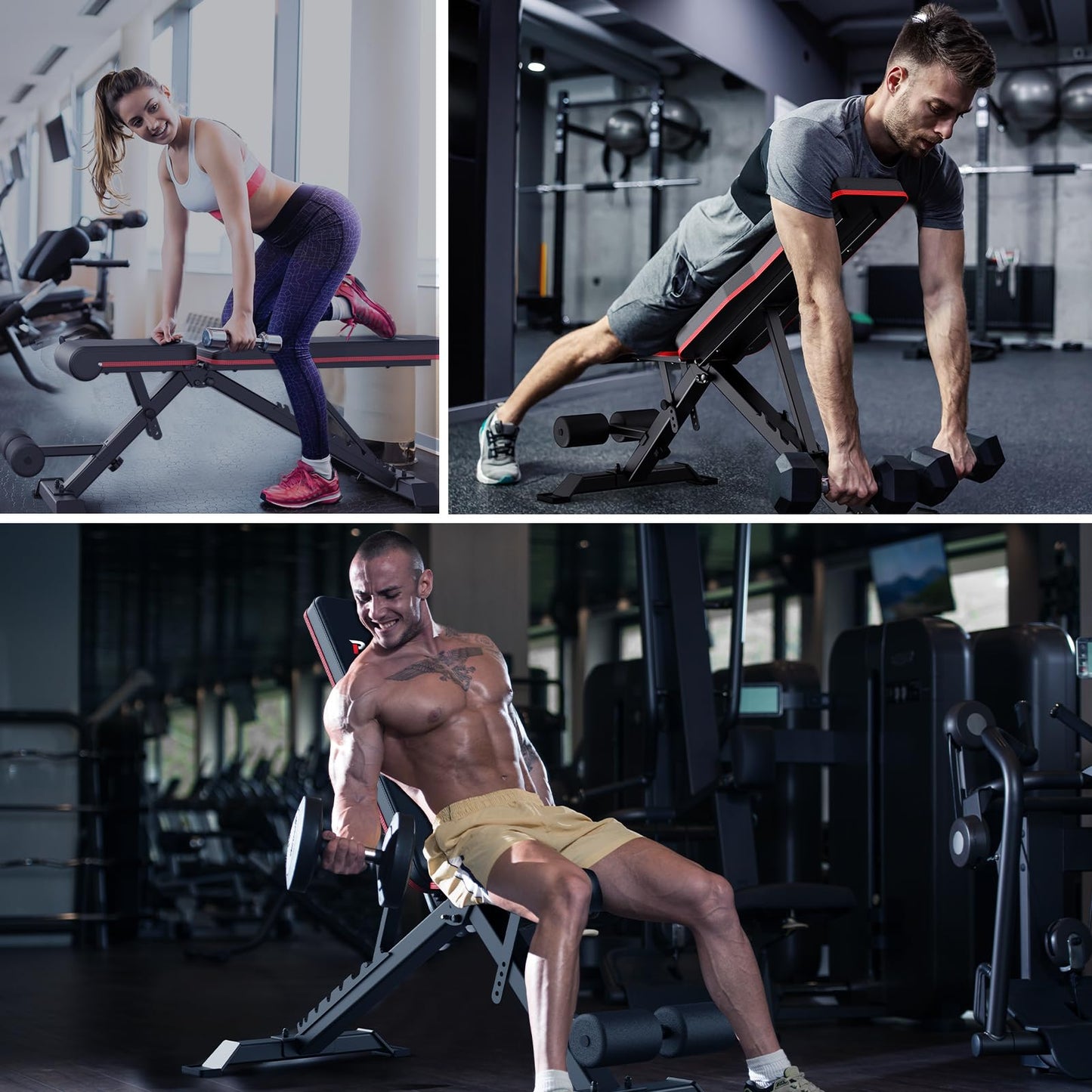 PASYOU Adjustable Weight Bench Full Body Workout Multi-Purpose Foldable Incline Decline Exercise Workout Bench for Home Gym