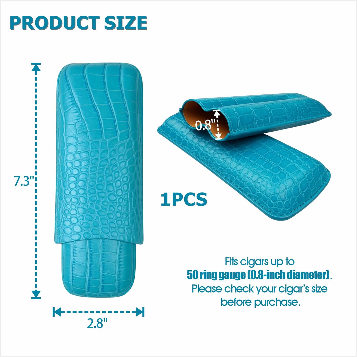 asdmm Travel Leather Case for 2 Sticks – Alligator-Embossed Portable Storage Holder, Compact Organizer for Business Trip, Golf & Outdoor Use (Blue)