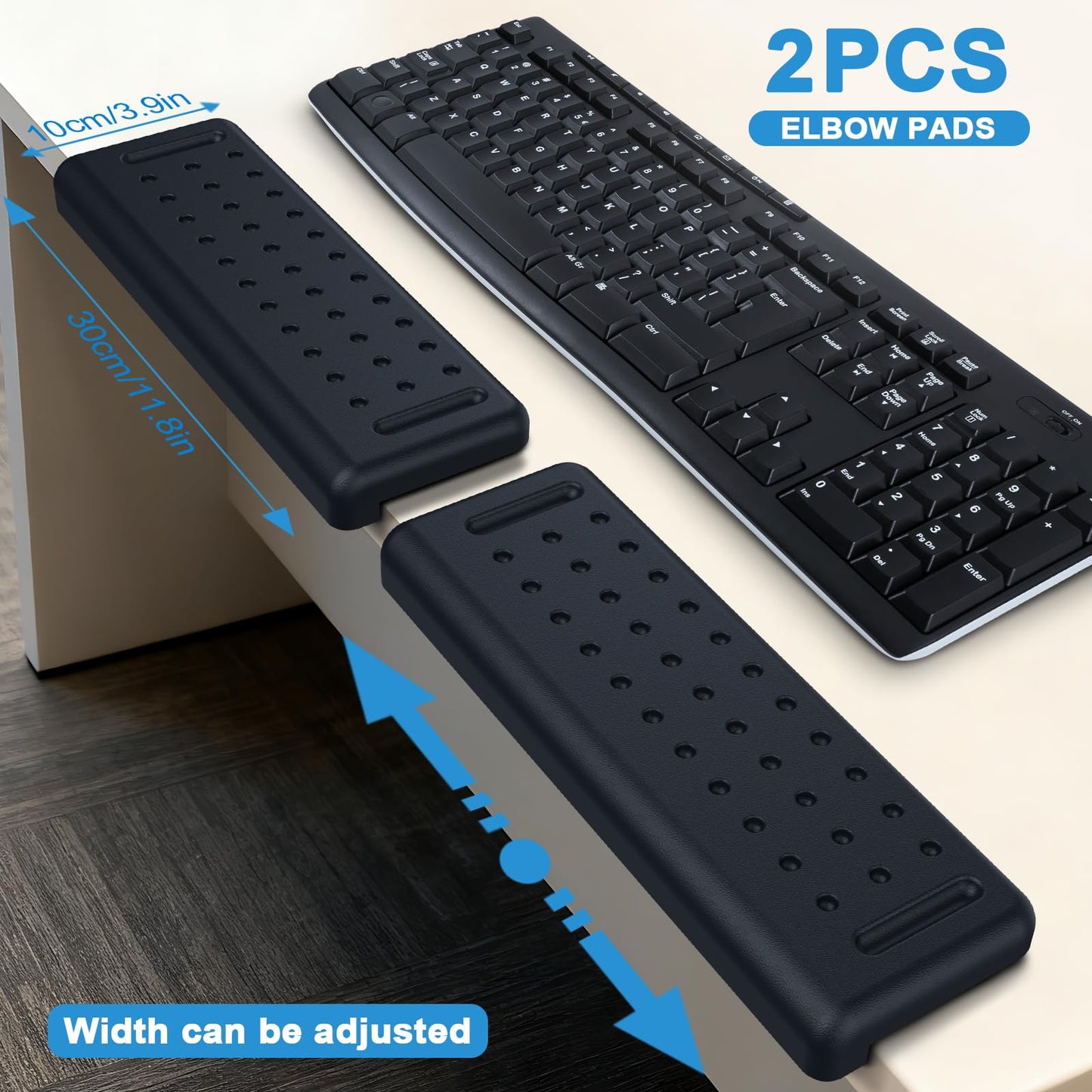 Atdoall Arm Rest for Desk 2-Pack, L-Shaped Desk Elbow Pad with Non-Slip Silicone Base, Memory Foam PU Leather Desk Edge Cushion, Ergonomic Elbow Rest for Office/Computer Gamers