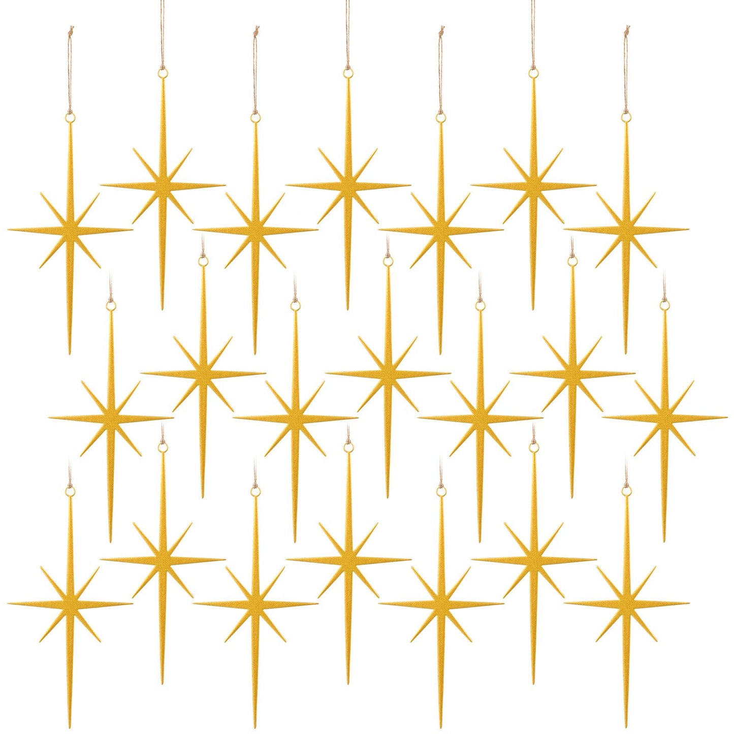 MorningRo 20 Pcs Gold Glitter Star Ornament for Tree Glitter Metal Nativity Star of Bethlehem Ornaments Golden Cast Iron 3.15inch Religious Nativity Scene Hanging Gift for Party Decor
