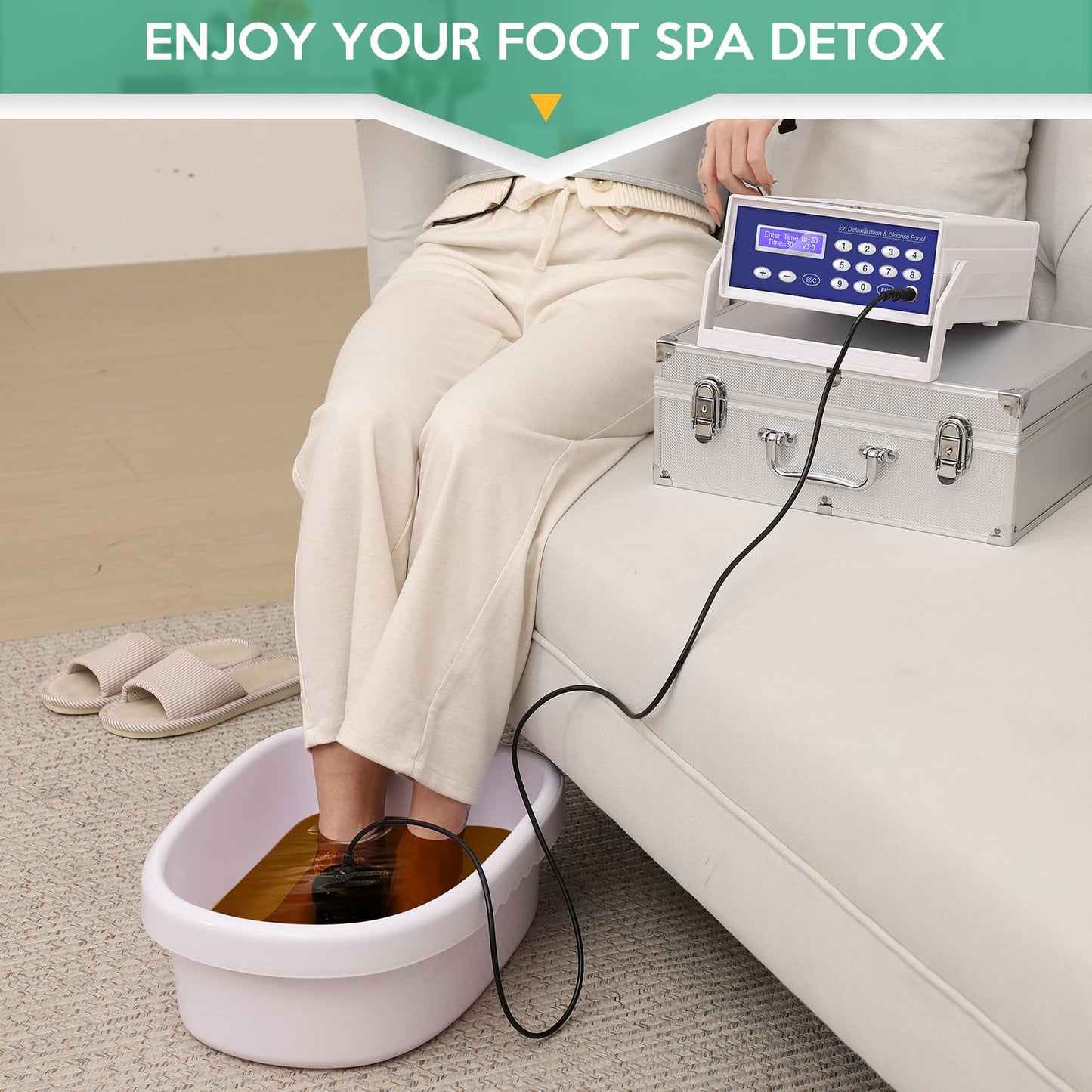 Ionic Foot Bath Detox Machine, Detox Foot Spa with Wrist Strap, Far Infrared Waistbelt and Array for Home Use, Salon Beauty Club