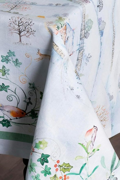 Maison d' Hermine Table Cloth Rectangle Table 100% Cotton 60 x 108 Inches Fall Tablecloth Reusable Everyday Use for Thanksgiving Christmas Decorations Dining Farmhouse Party (Snowy World)
